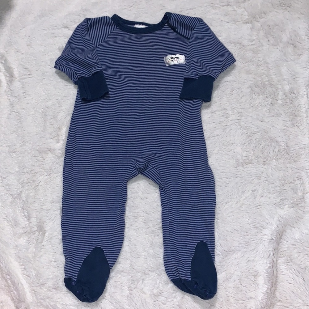 (2 for $10) kooshies 3-6 month blue striped footie sleeper 100% cotton
